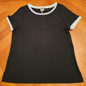 Women's Anne Klein Black & White Short Sleeve Tee M A2